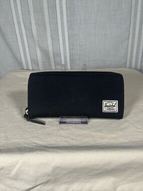 Herschel Black Zip Around Wallet • Canvas • Minimalist Everyday Wallet